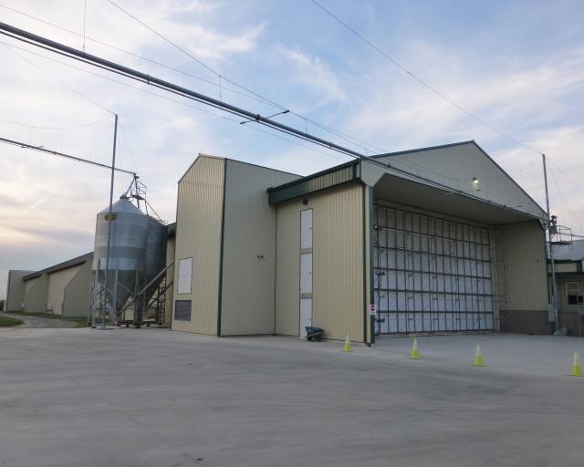 Exterior of caged layer house