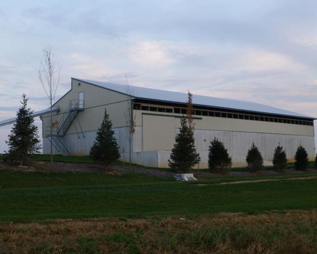 Exterior of caged layer house Manure Shed